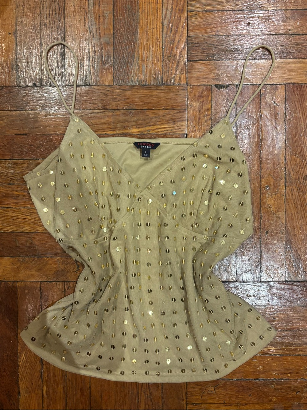 tommy jeans gold sequin top